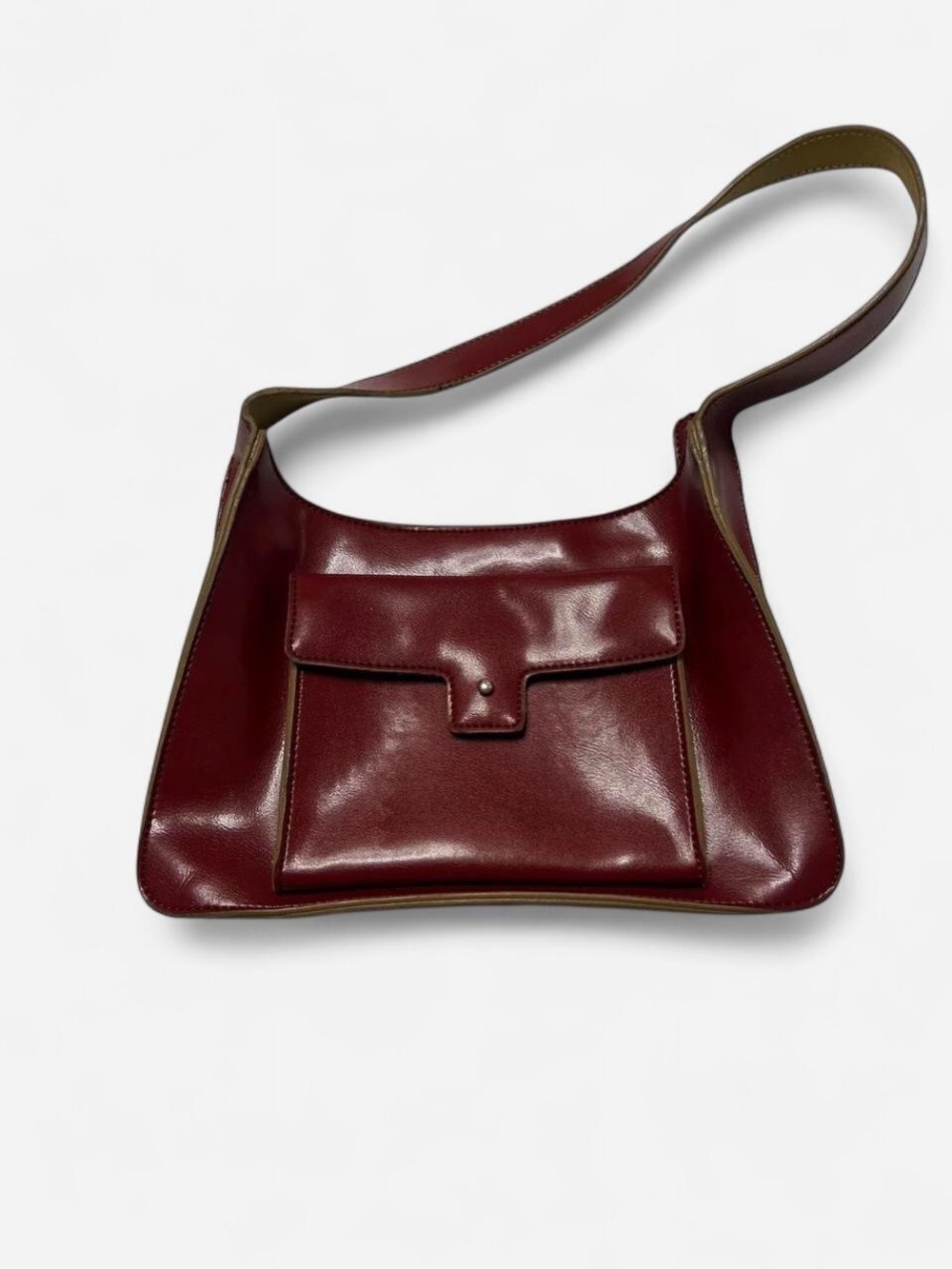 Classic Leather Shoulder Bag in Deep Burgundy